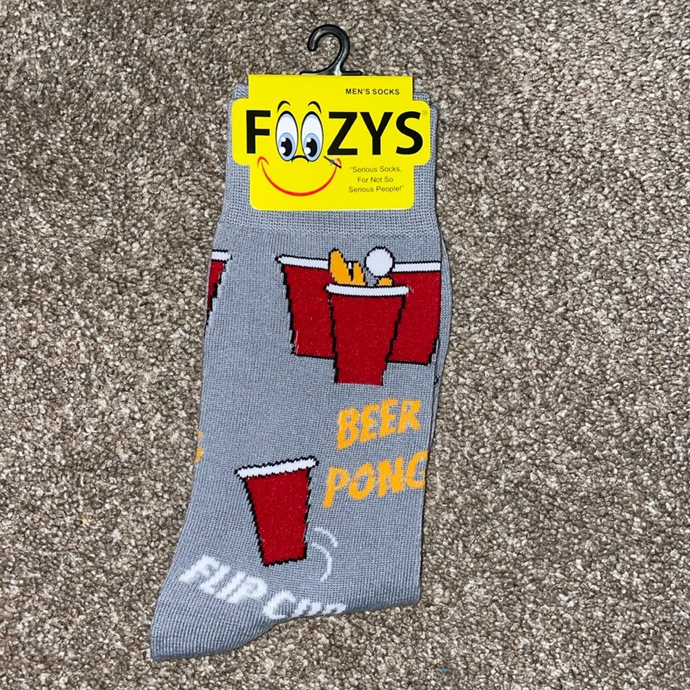 Men's Socks - New Foozy's Beer Pong Socks, Humorous